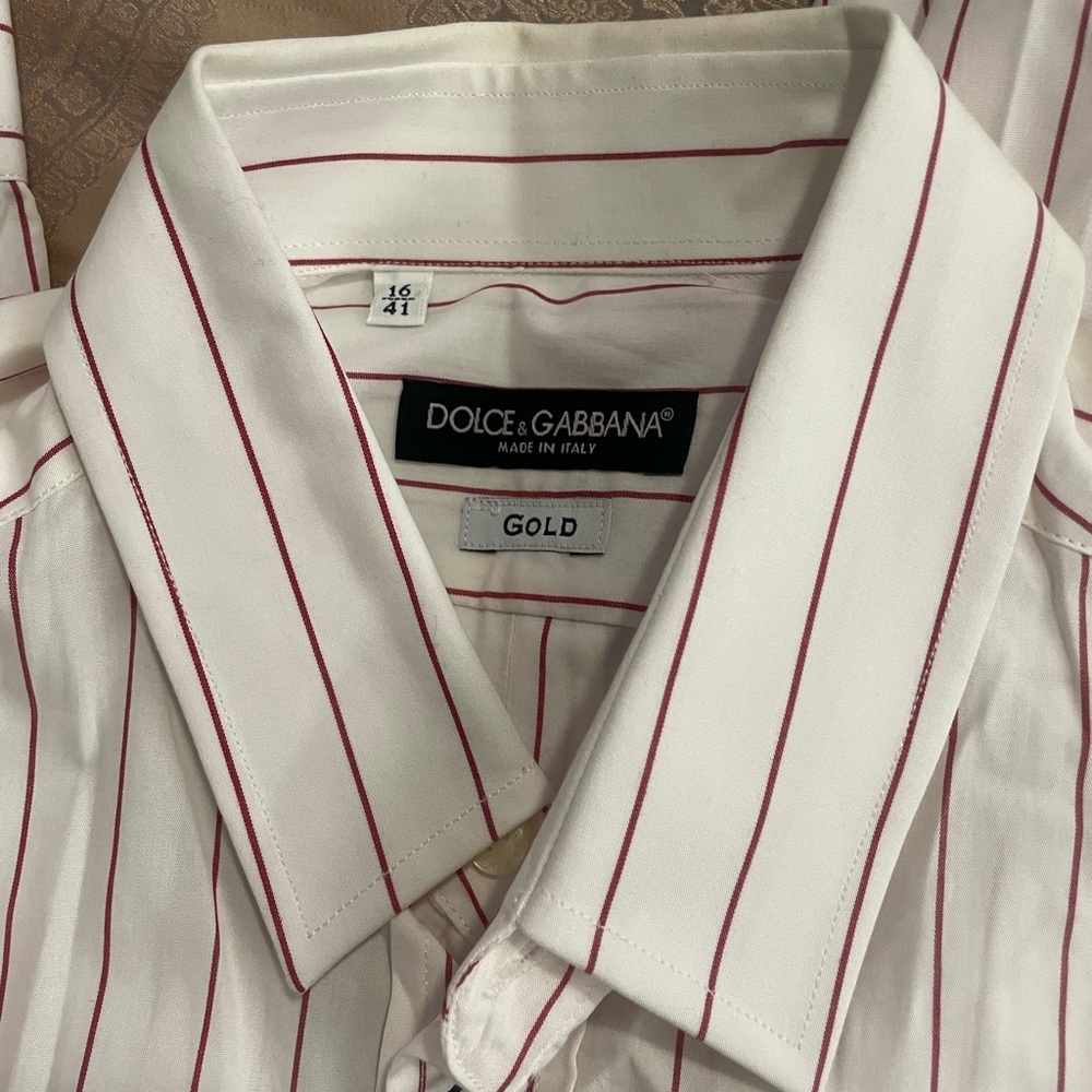 Dolce & Gabbana Gold Striped Shirt Sz 16/L - Picture 7 of 11